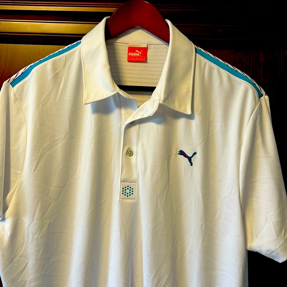 Puma Activewear Golf Tournament White & Multicolored back Quick Dry Stretch Polo